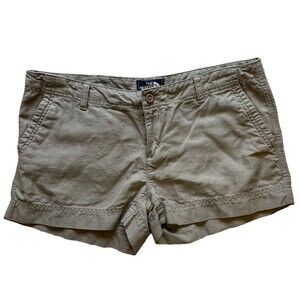 The North Face Shorts Womens Size 8 Khaki Linen Blend 3" Hiking Outdoor Casual